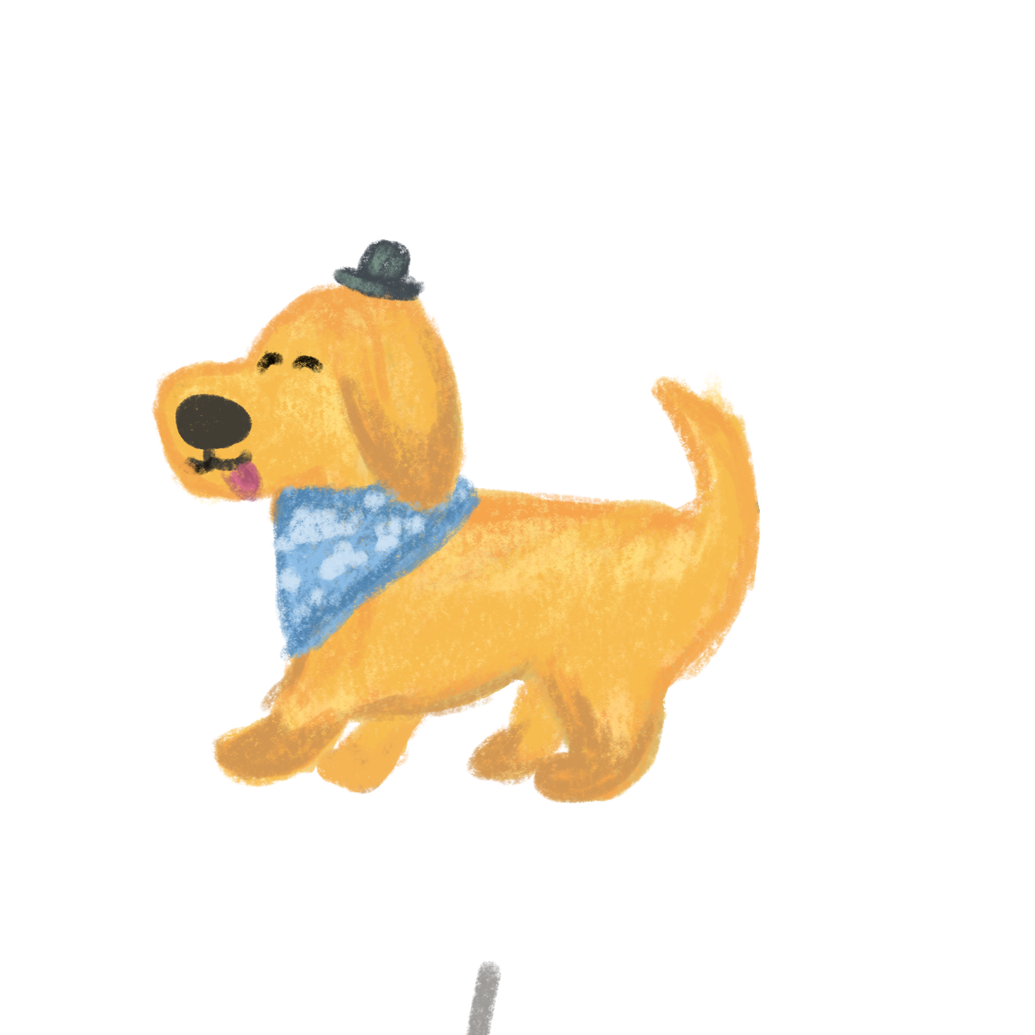 Original hand-drawn orange dog
