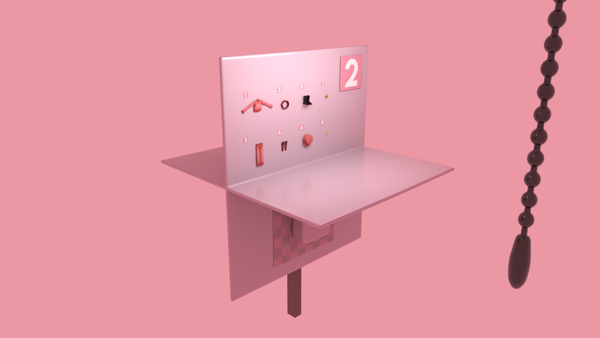 Pink dressing-room environment render