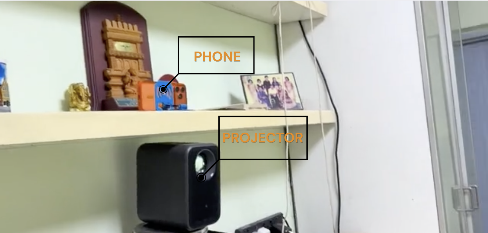 Phone and projector used in the Padawan Academy setup