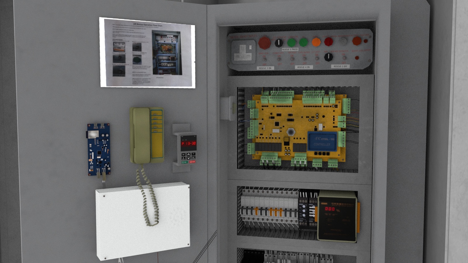 Control panel close-up render