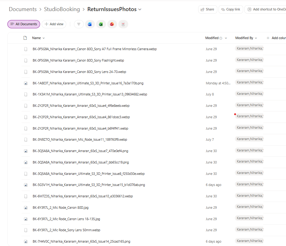 SharePoint return-photo evidence