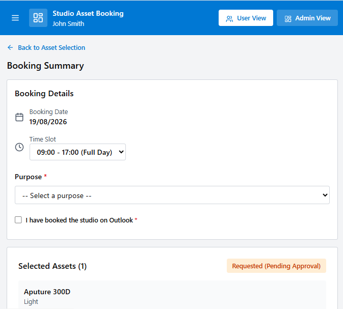 Booking summary and time-slot prototype