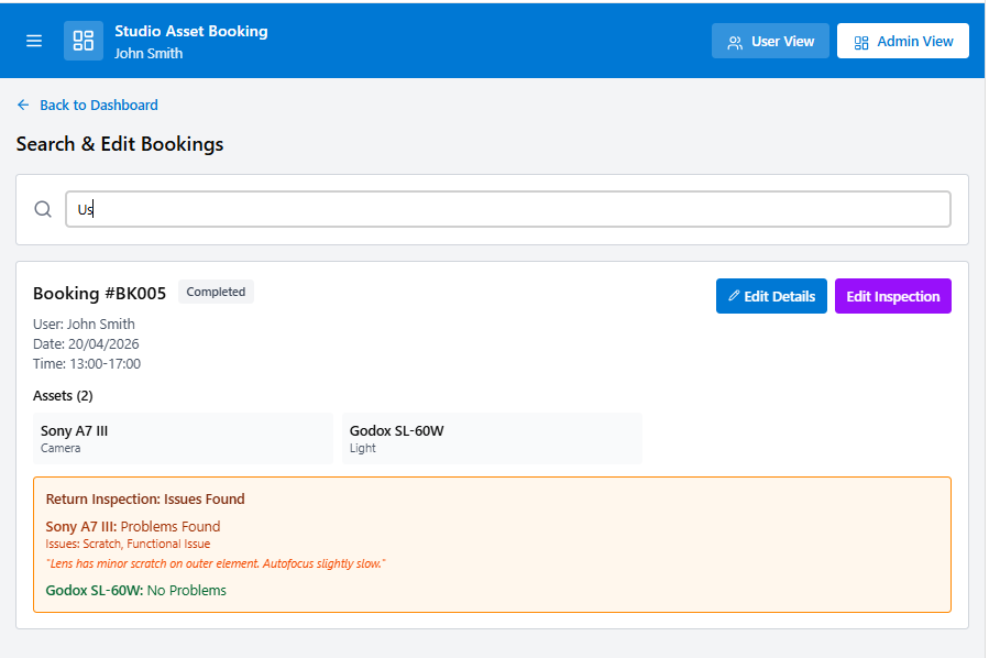 Administrator asset-listing prototype