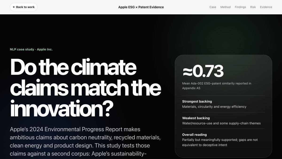 Apple ESG and patent-evidence case study hero